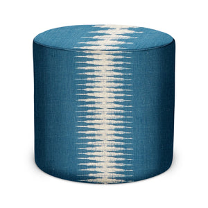 Indoor Pouf in Peter Dunham Textiles Ikat in Indigo
