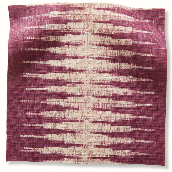 Ikat-style pillow cover in maroon with cream linear pattern