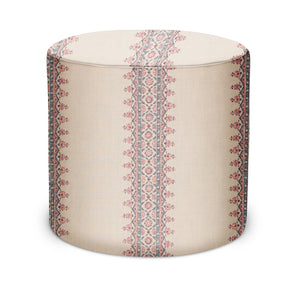 Indoor Pouf in Peter Dunham Textiles Isfahan Stripe in Raspberry