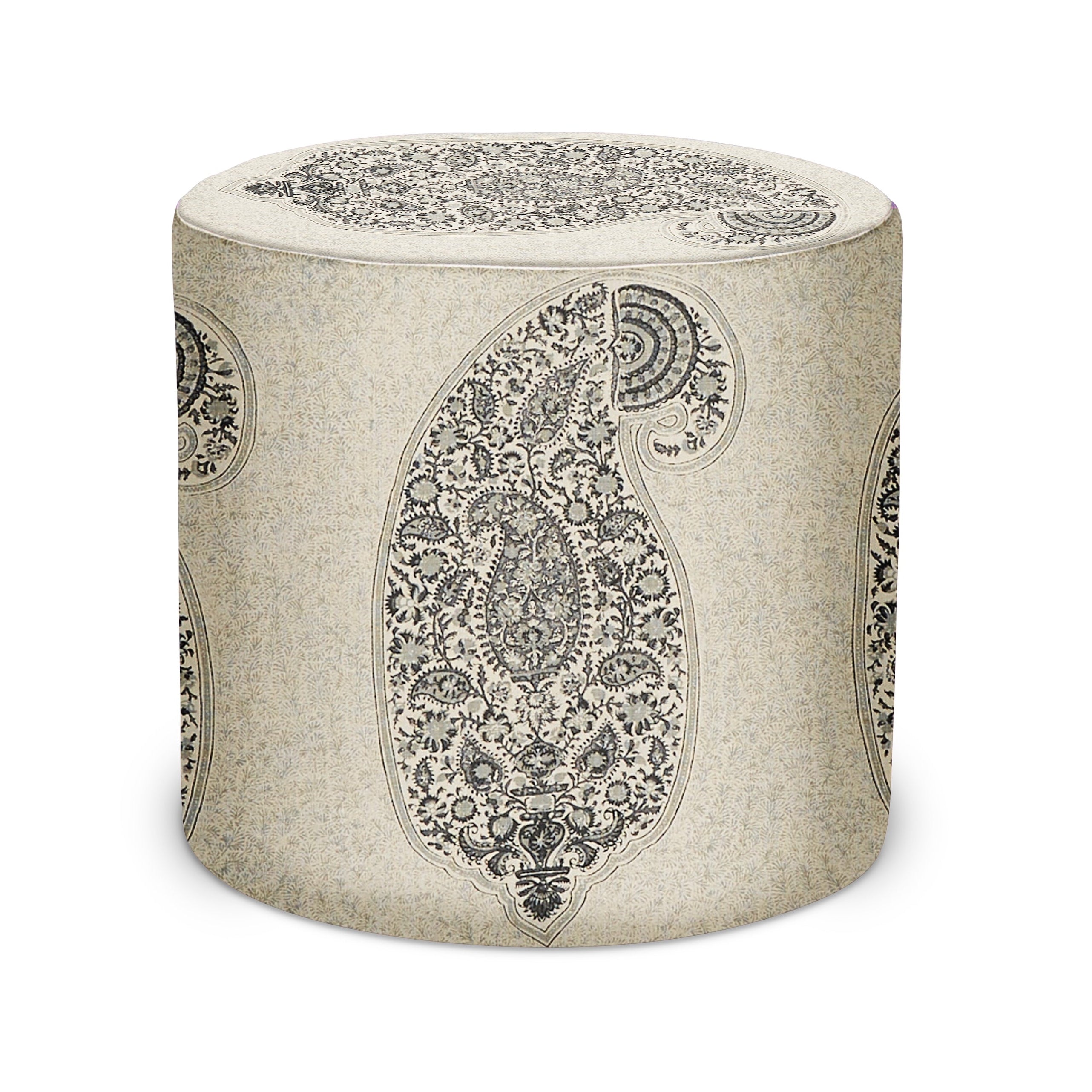 Indoor Pouf in Peter Dunham Textiles Isfahan in Charcoal