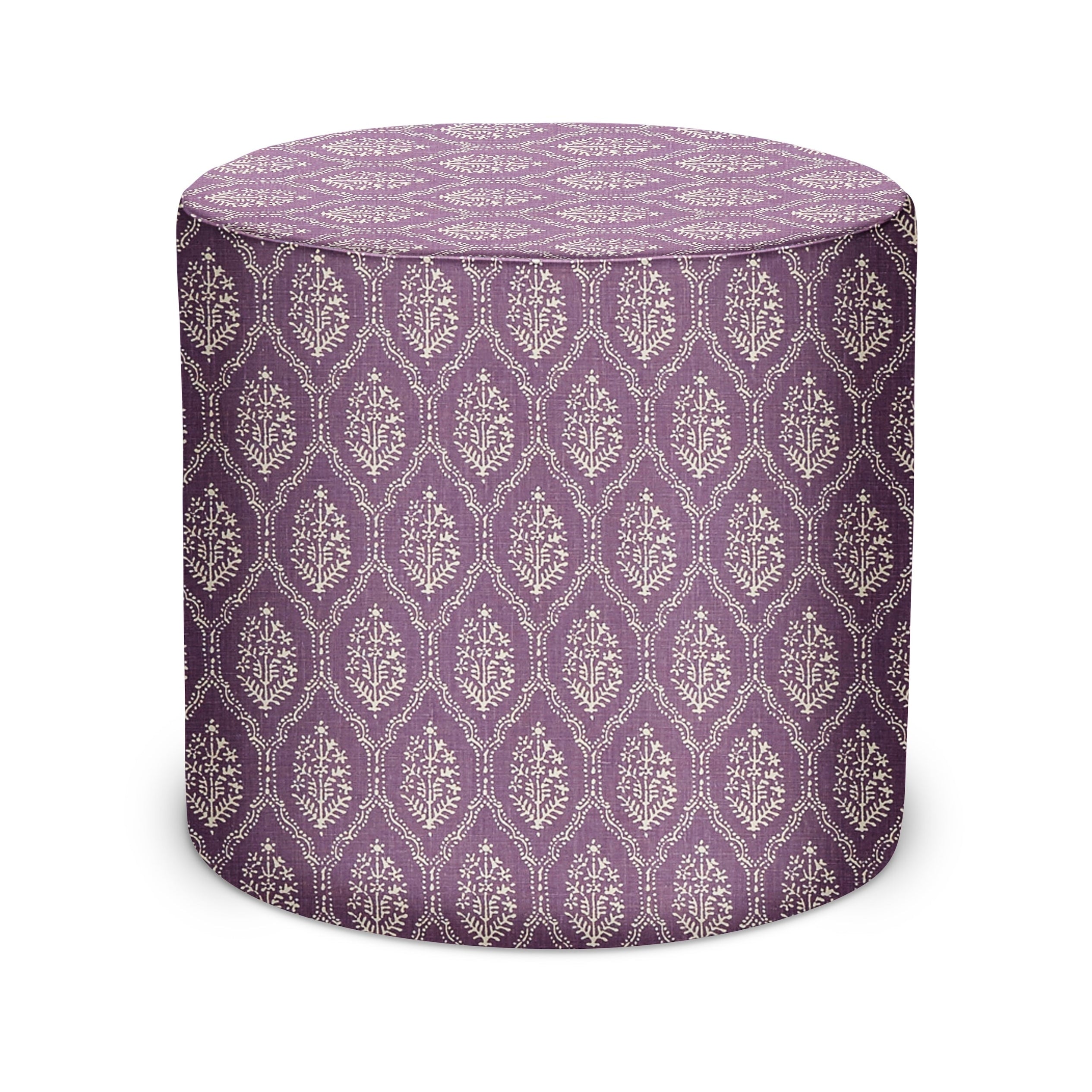 Indoor Pouf in Peter Dunham Textiles Jaali in Amethyst