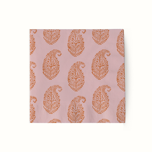 Peter Dunham + Hudson Grace Orange Bukhara and Kashmir, Cocktail Napkins Set of 50