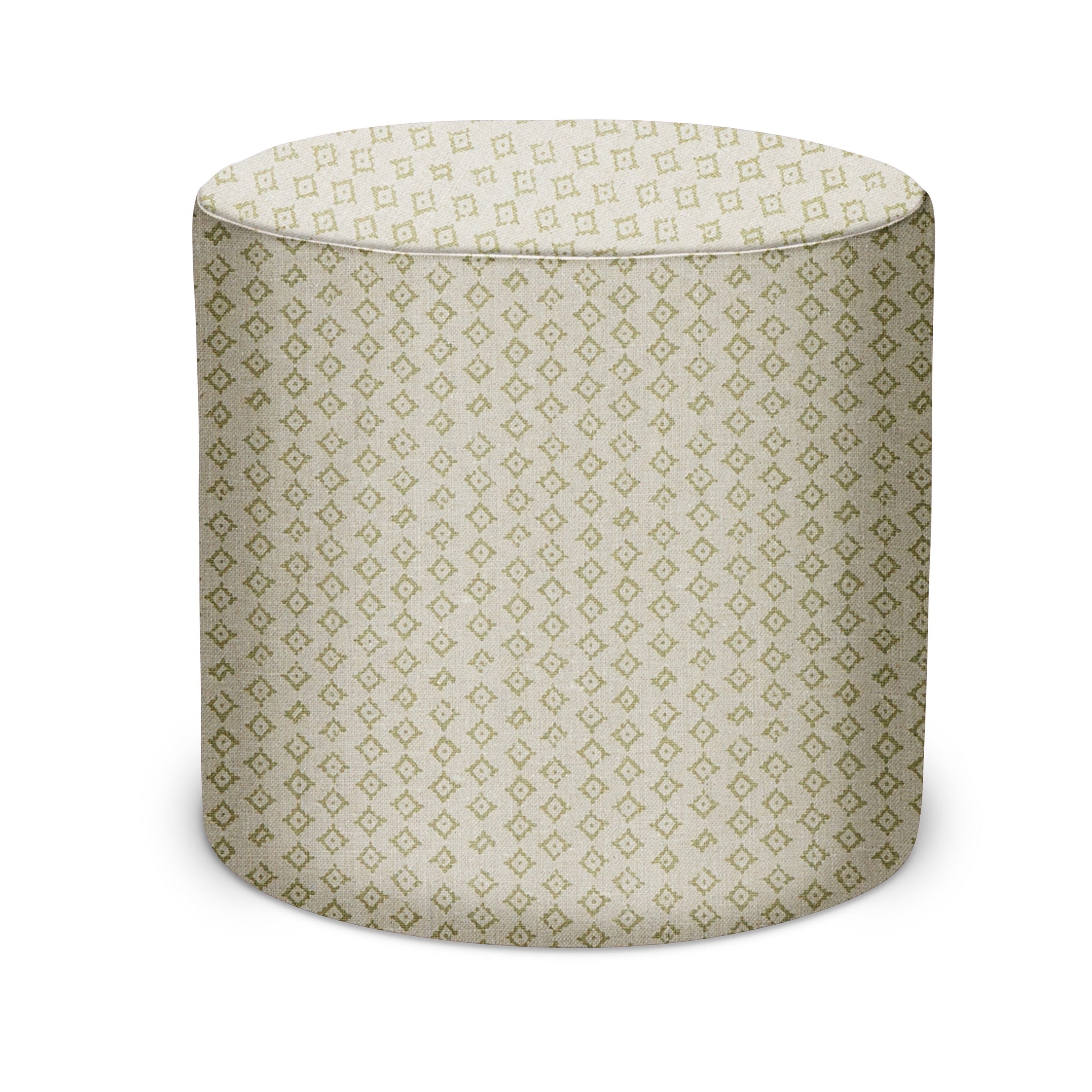 Indoor Pouf in Peter Dunham Textiles Kumbh in Celadon/Natural