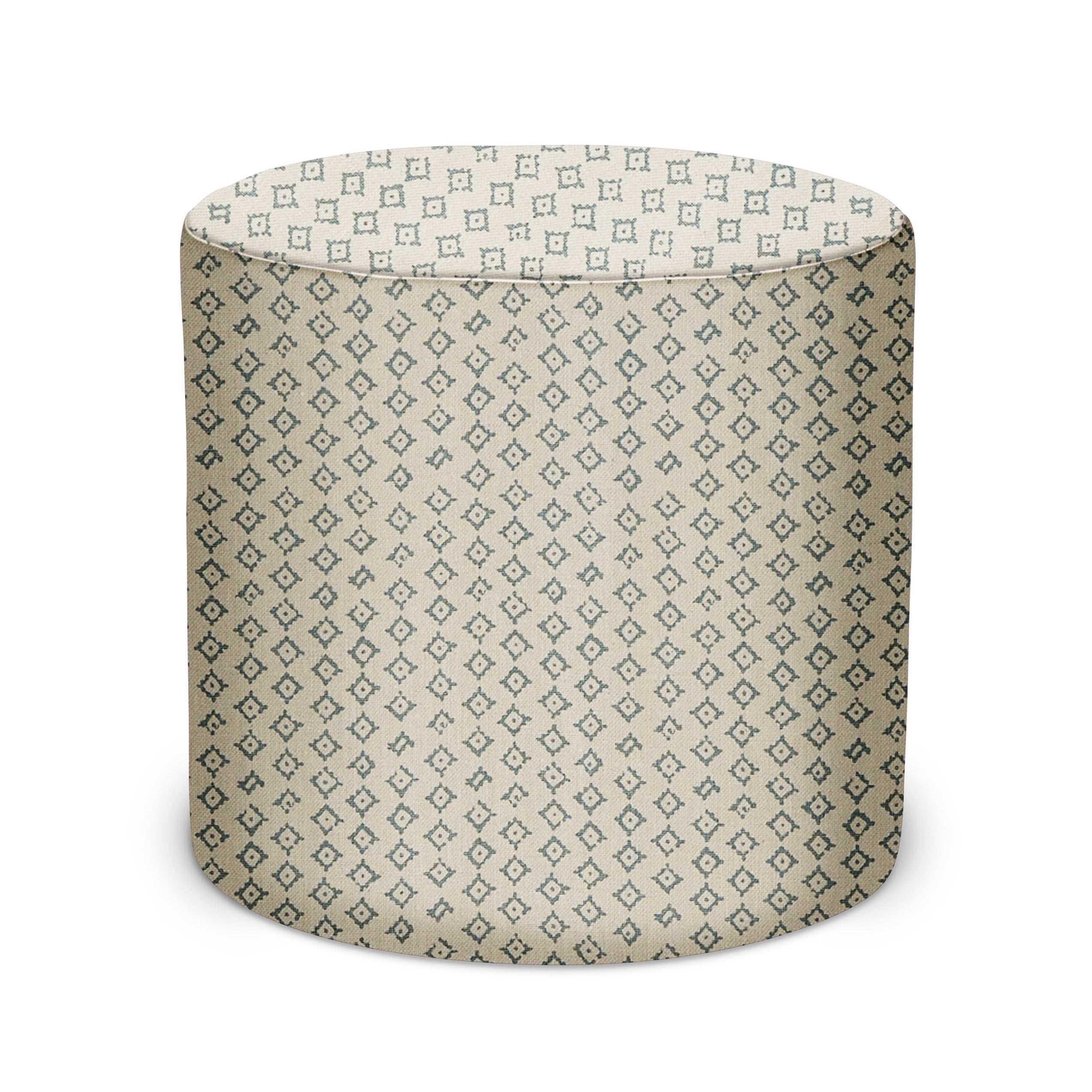Indoor Pouf in Peter Dunham Textiles Kumbh in Ocean/Natural