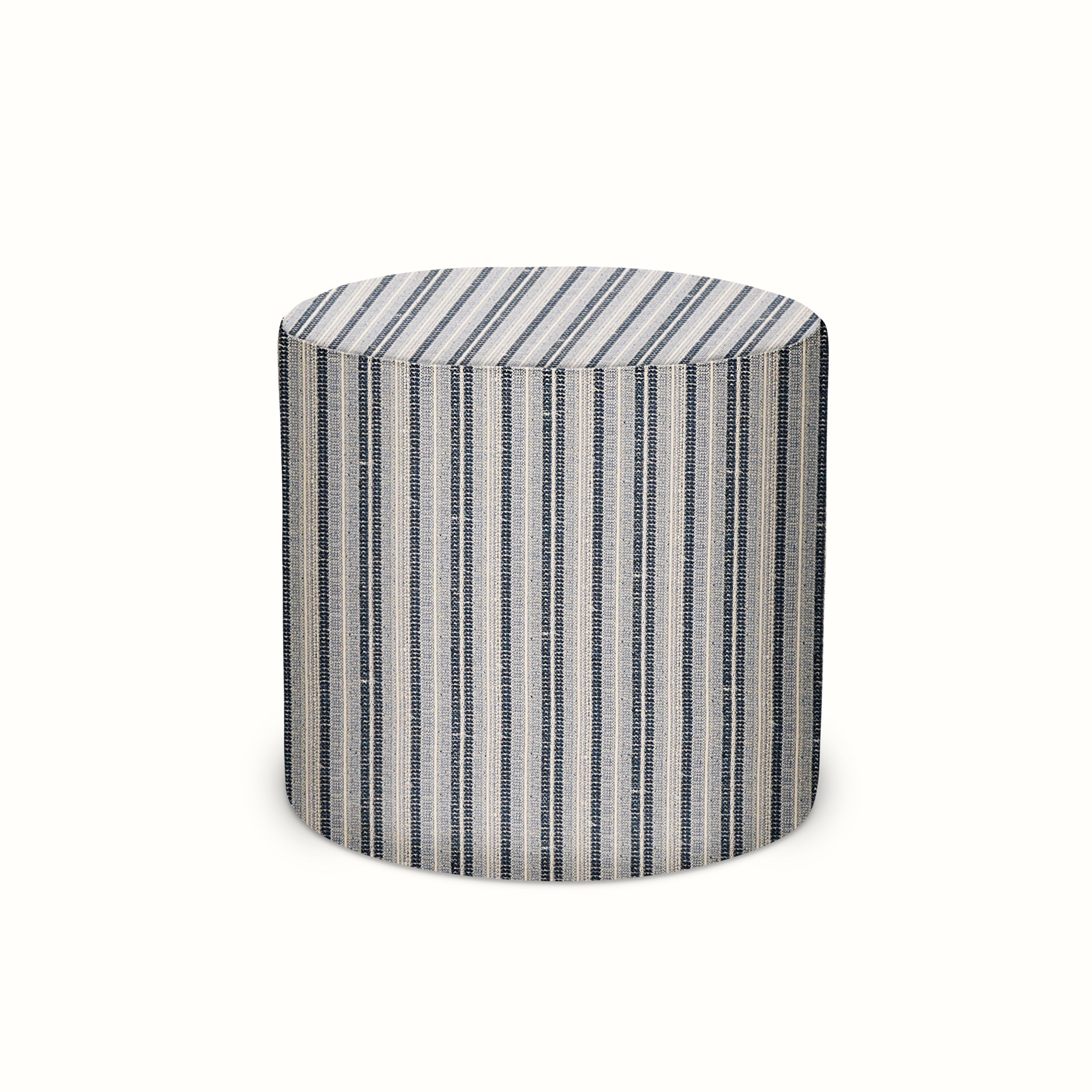 Indoor/Outdoor Pouf in Peter Dunham Textiles Majorelle Indigo on Natural