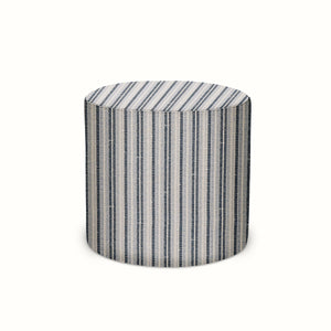 Indoor/Outdoor Pouf in Peter Dunham Textiles Majorelle Indigo on Natural