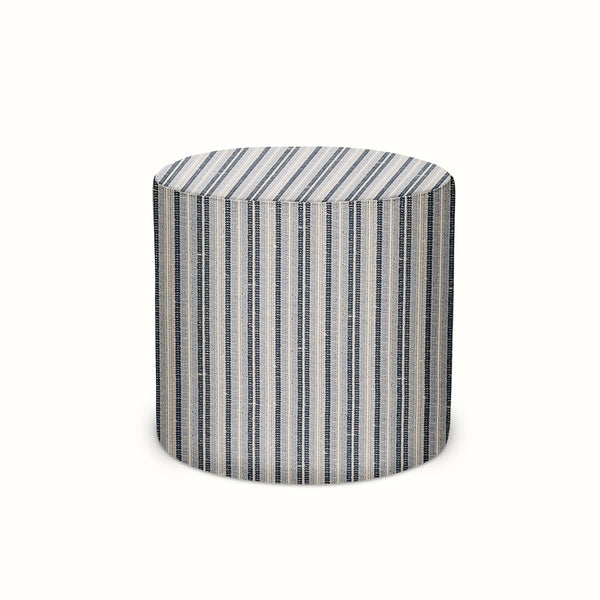 Indoor/Outdoor Pouf in Peter Dunham Textiles Majorelle Indigo on Natural