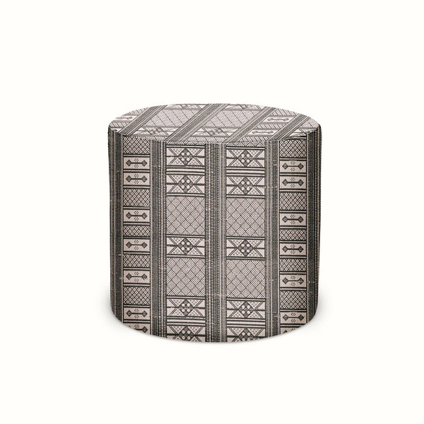 Indoor/Outdoor Pouf in Peter Dunham Textiles Masai Onyx