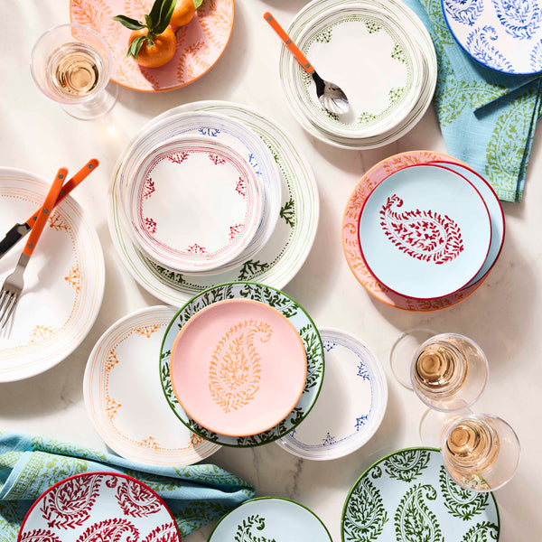 Peter Dunham + Hudson Grace Pink Kashmir Painted Paisley Appetizer Plate