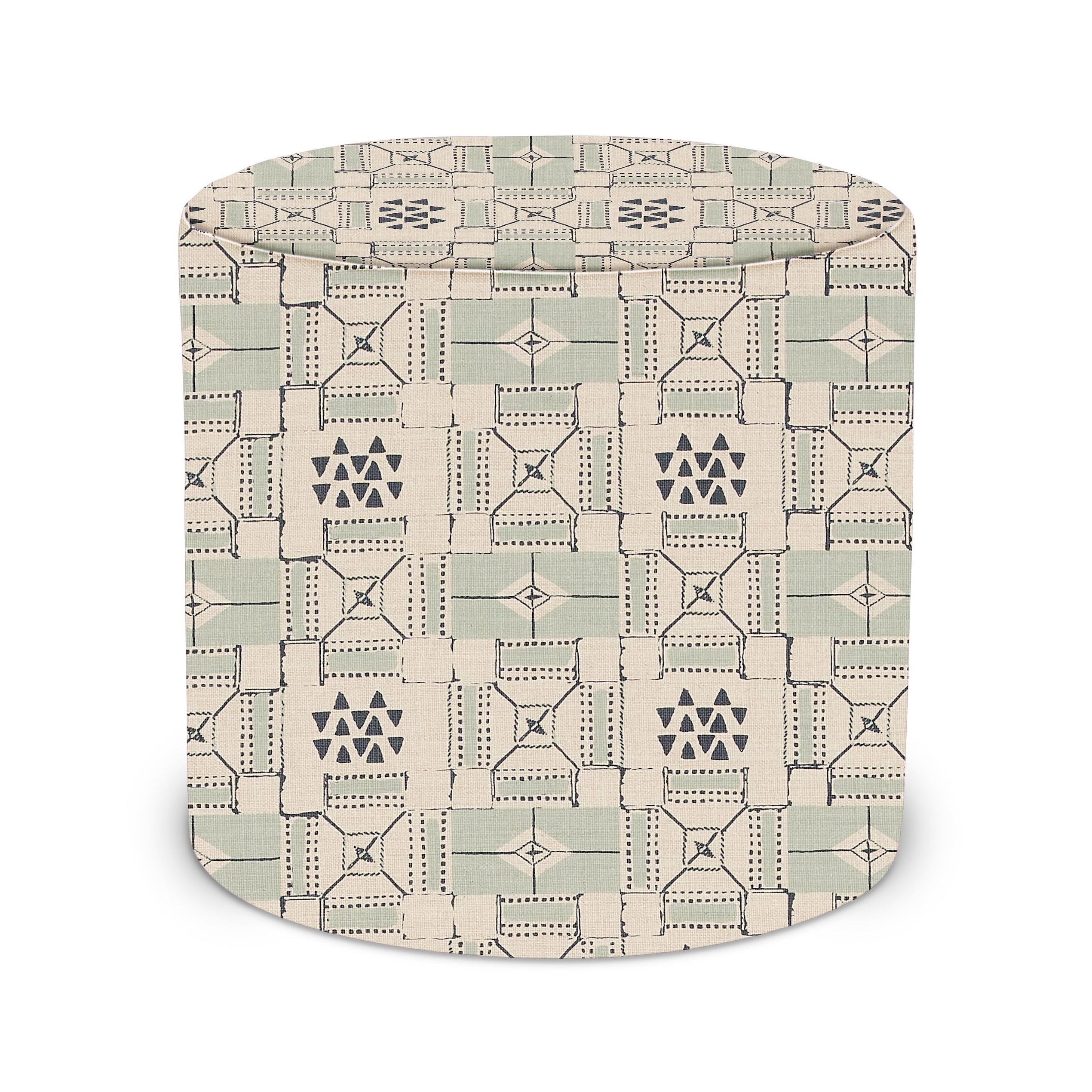 Indoor Pouf in Peter Dunham Textiles Mogador in Ocean/Indigo