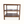 Front view tiered table with two shelves, open frame, distressed brown wood