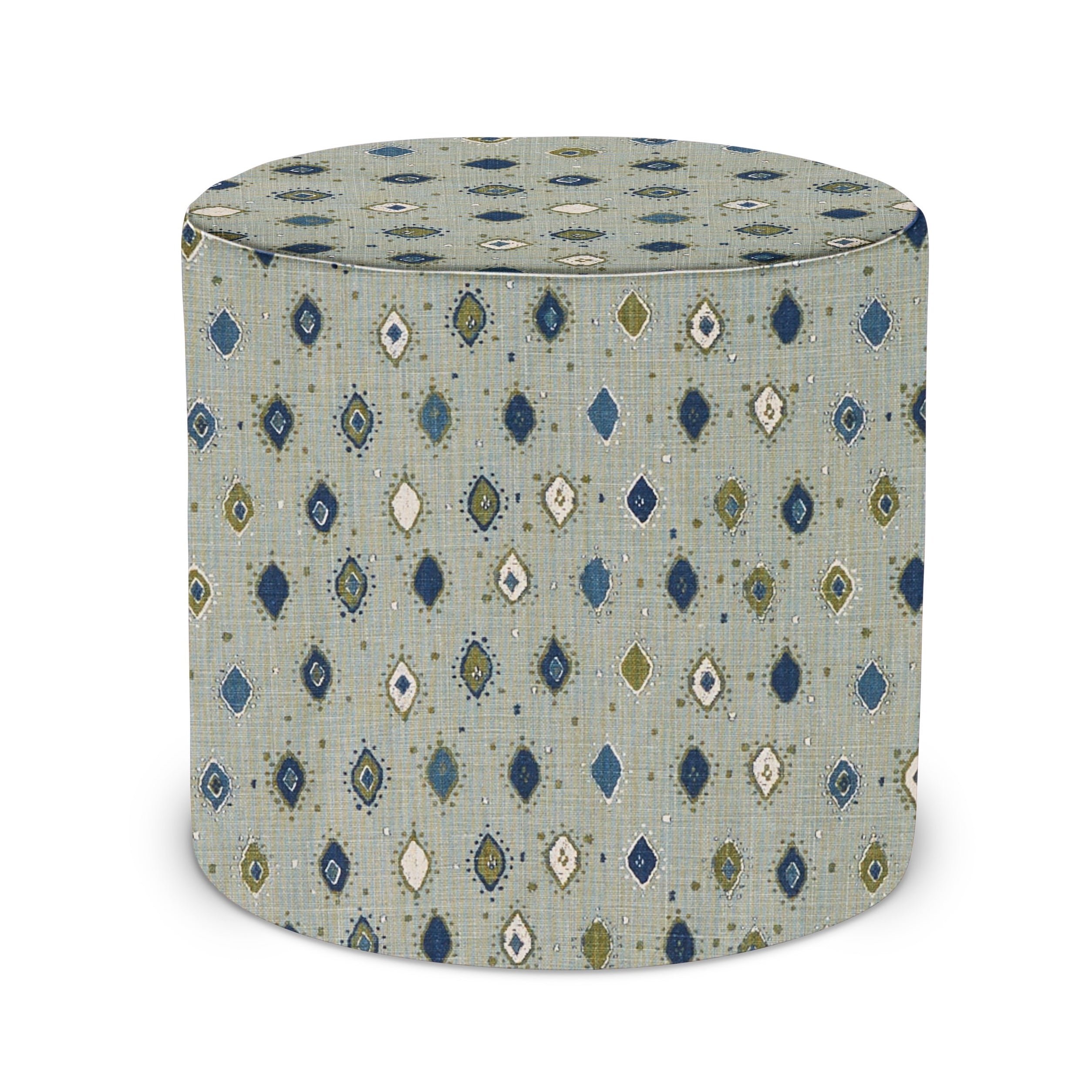 Indoor Pouf in Peter Dunham Textiles Oona in Ocean/Indigo