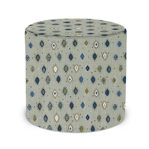 Indoor Pouf in Peter Dunham Textiles Oona in Ocean/Indigo