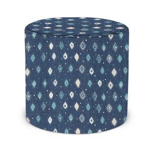 Indoor Pouf in Peter Dunham Textiles Oona in Blue/Blue