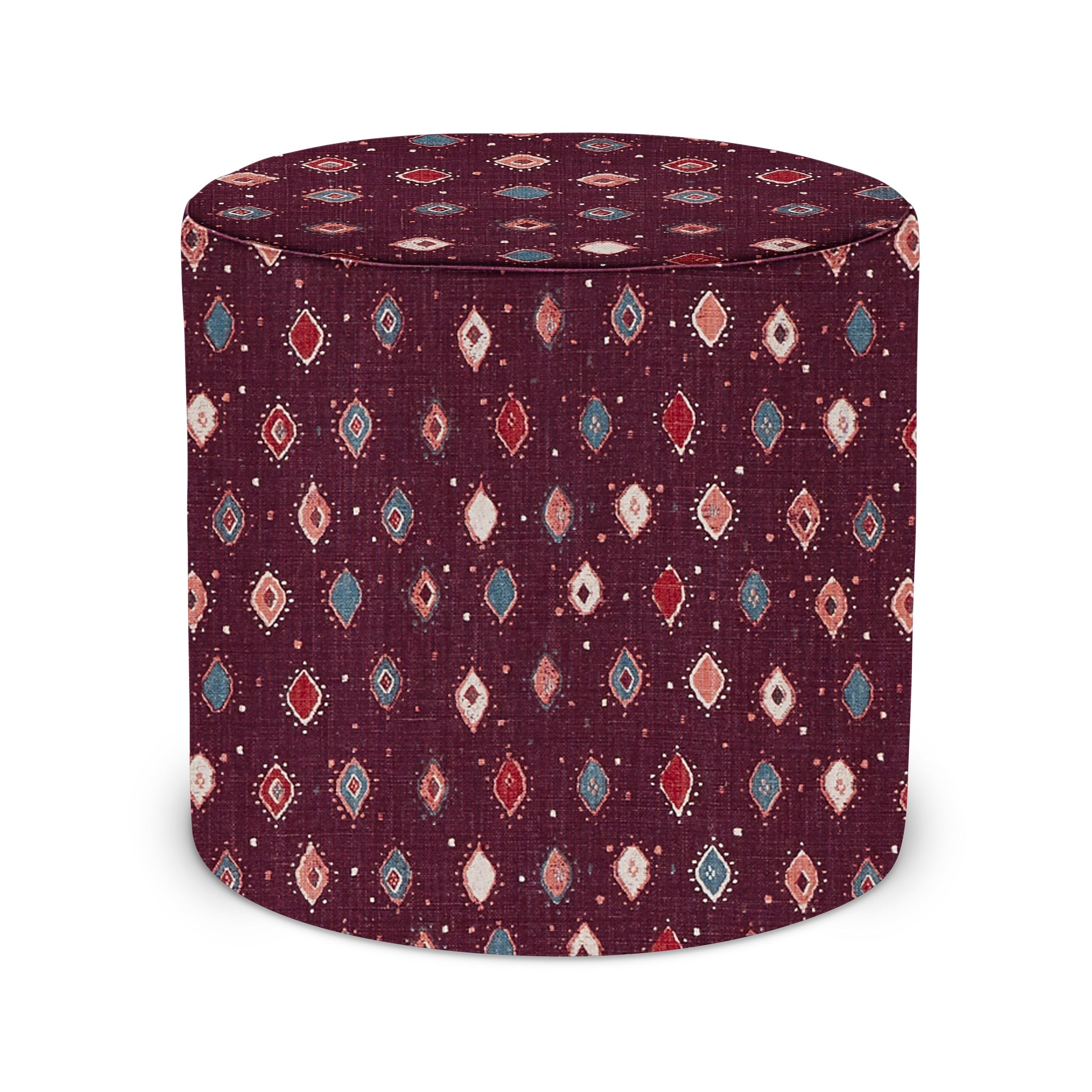 Indoor Pouf in Peter Dunham Textiles Oona in Aubergine
