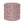 Indoor pouf with pink and cream geometric lattice fabric top and round upholstered sides