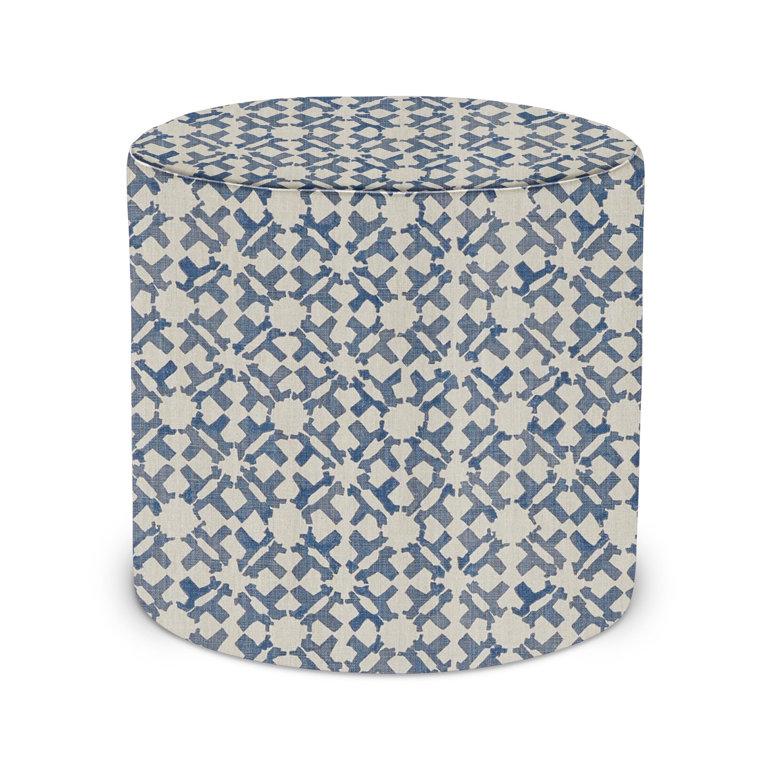 Indoor Pouf in Peter Dunham Textiles Orcha in Indigo