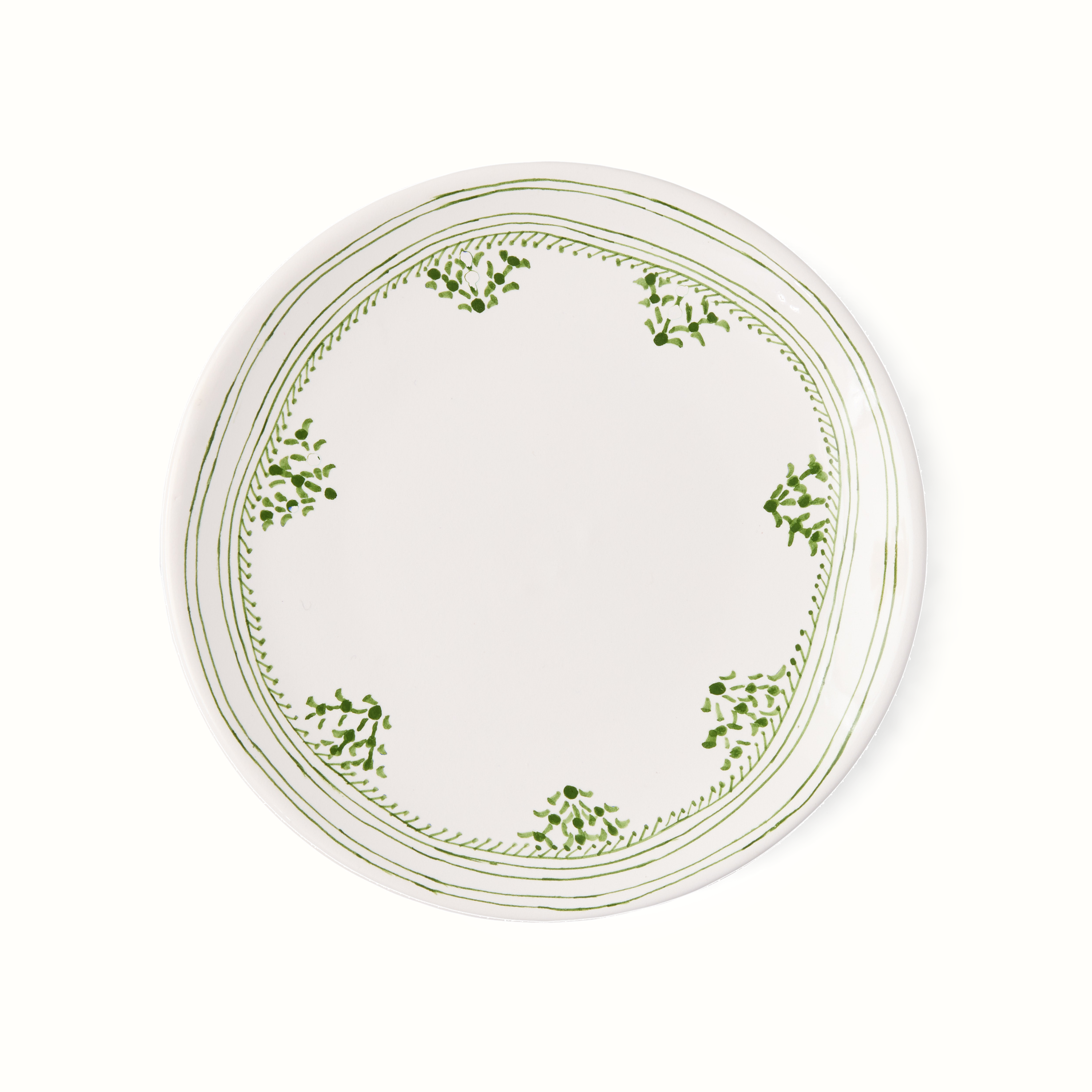 Peter Dunham + Hudson Grace Green Fez Painted Border Appetizer Plate