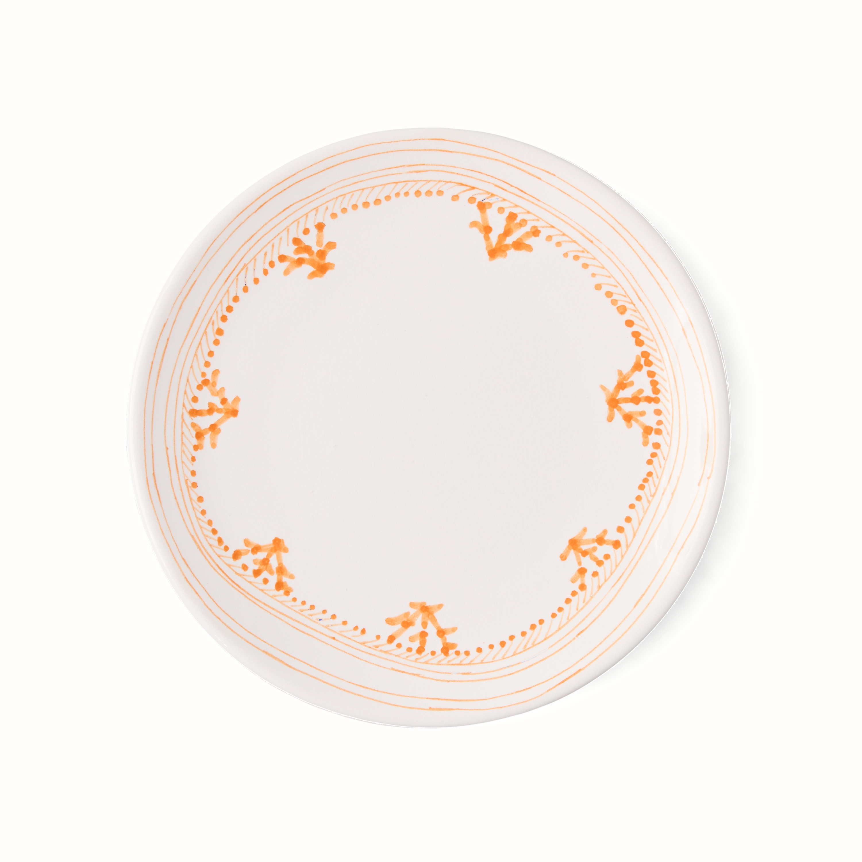 Peter Dunham + Hudson Grace Orange Fez Painted Border Appetizer Plate