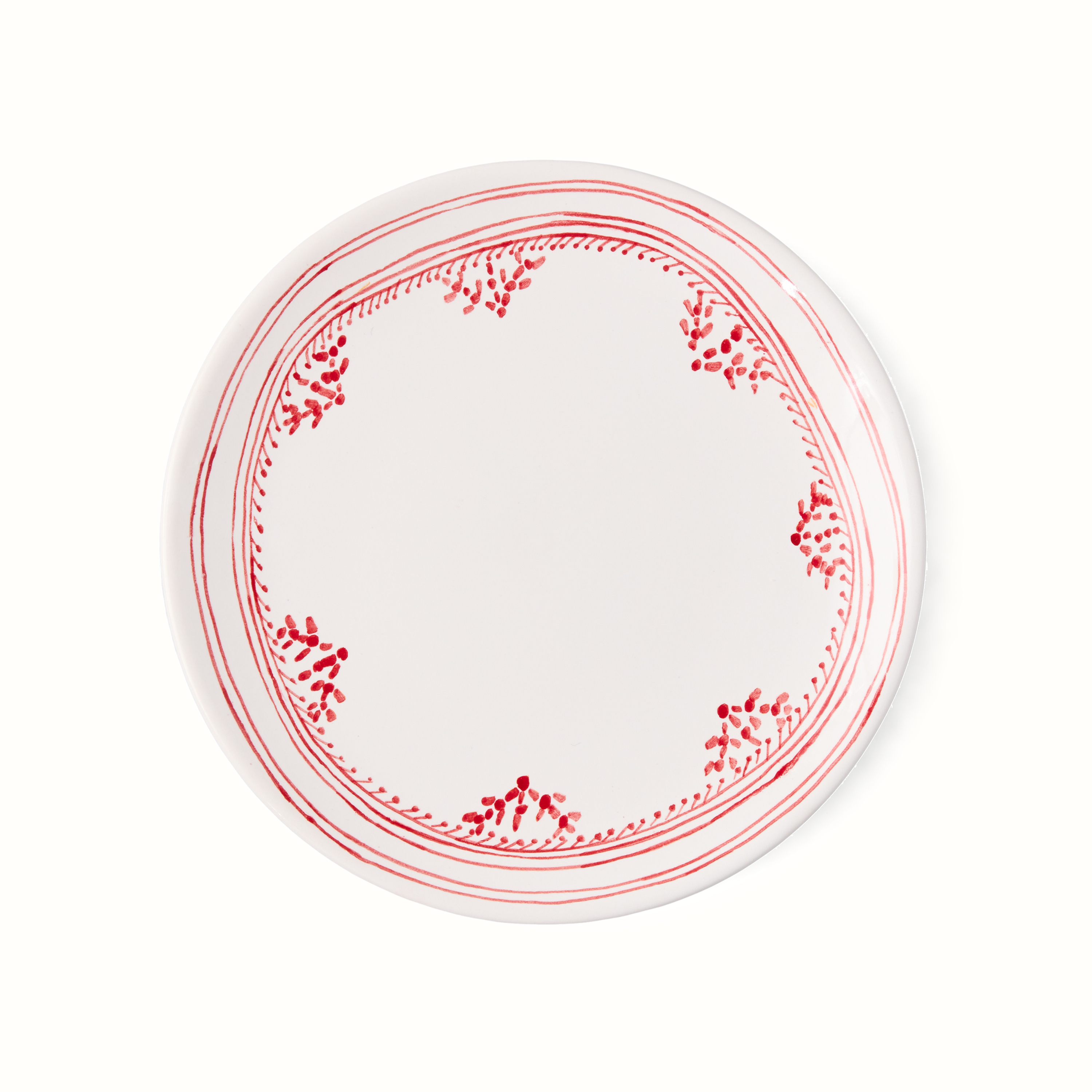 Peter Dunham + Hudson Grace Red Fez Painted Border Appetizer Plate