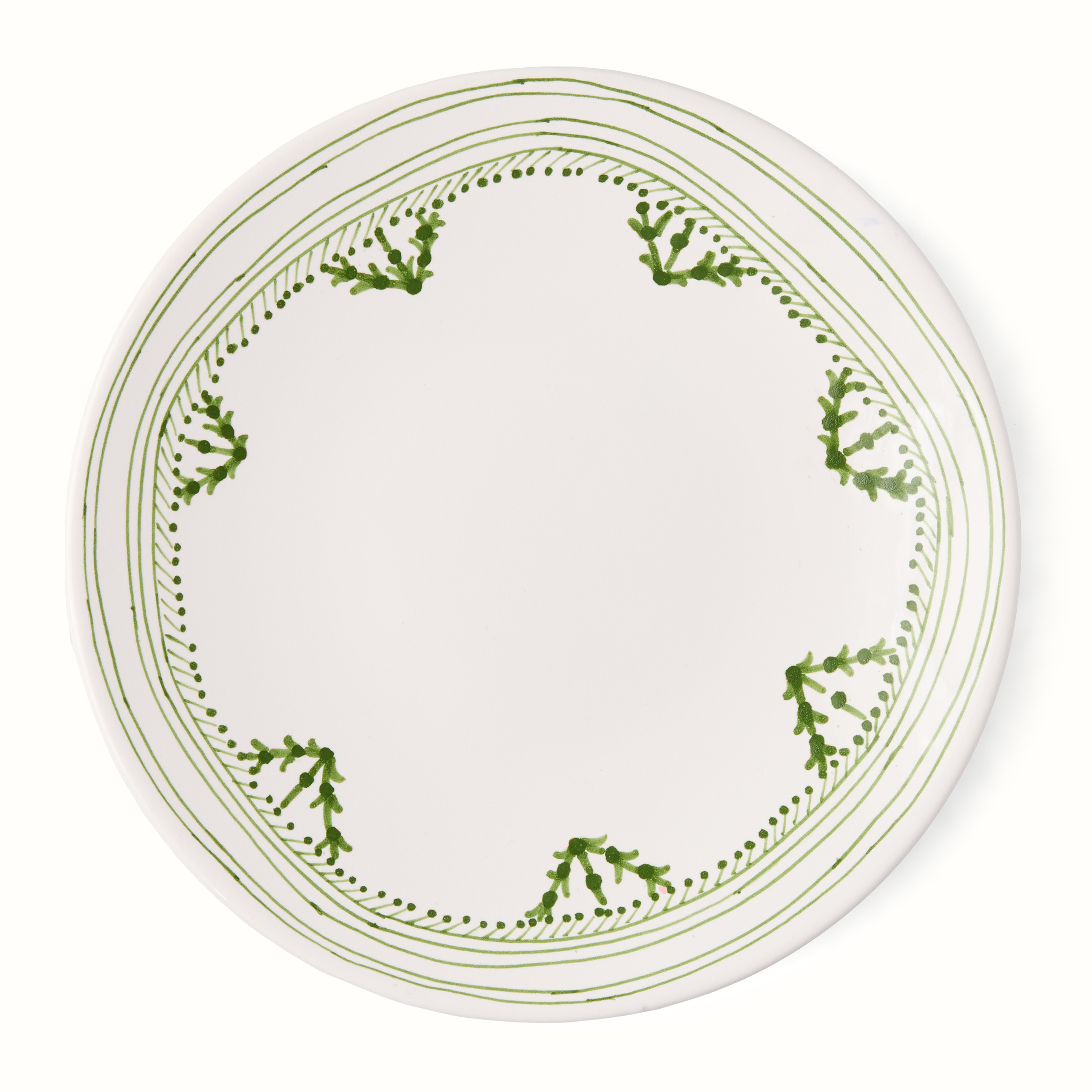 Peter Dunham + Hudson Grace Green Fez Painted Border Dinner Plate