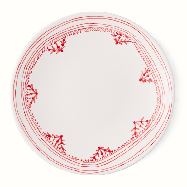 Peter Dunham + Hudson Grace Red Fez Painted Border Dinner Plate