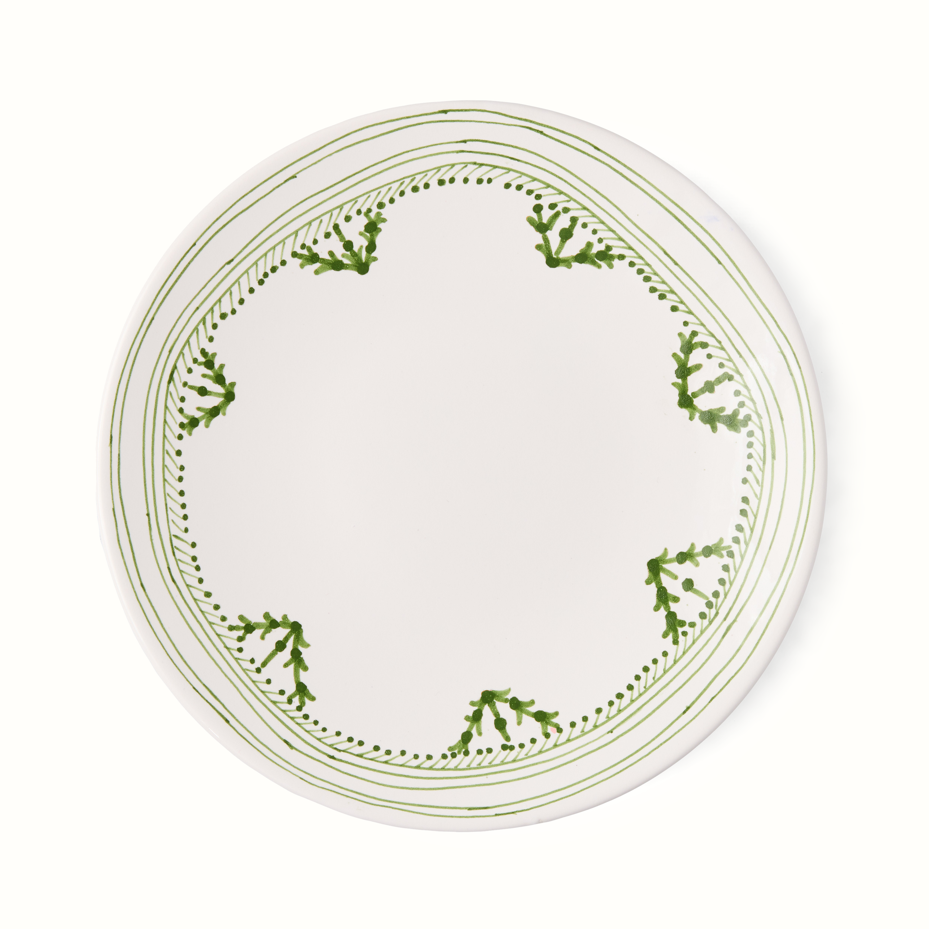 Peter Dunham + Hudson Grace Green Fez Painted Border Salad Plate