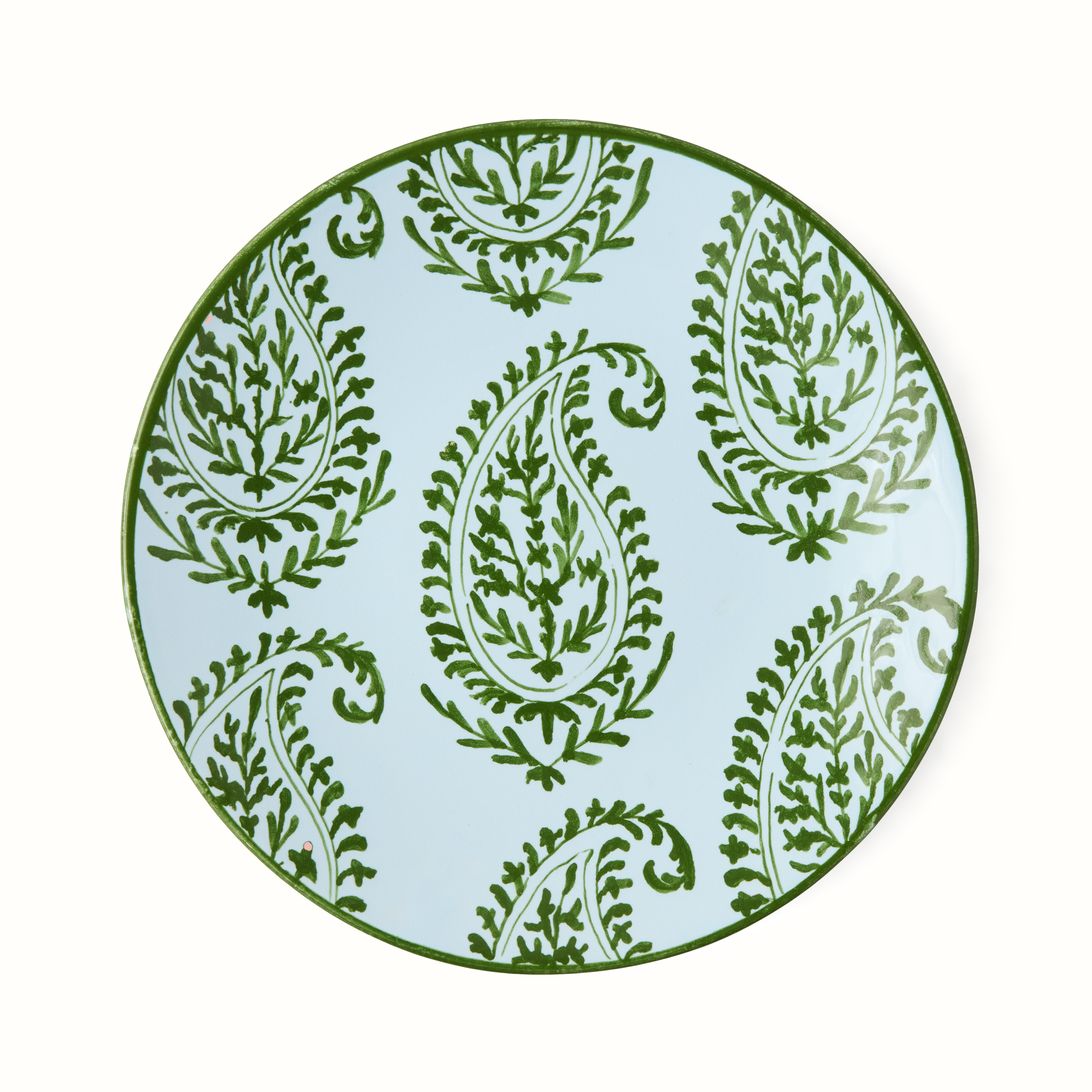 Peter Dunham + Hudson Grace Green Kashmir Painted Paisley Salad Plate
