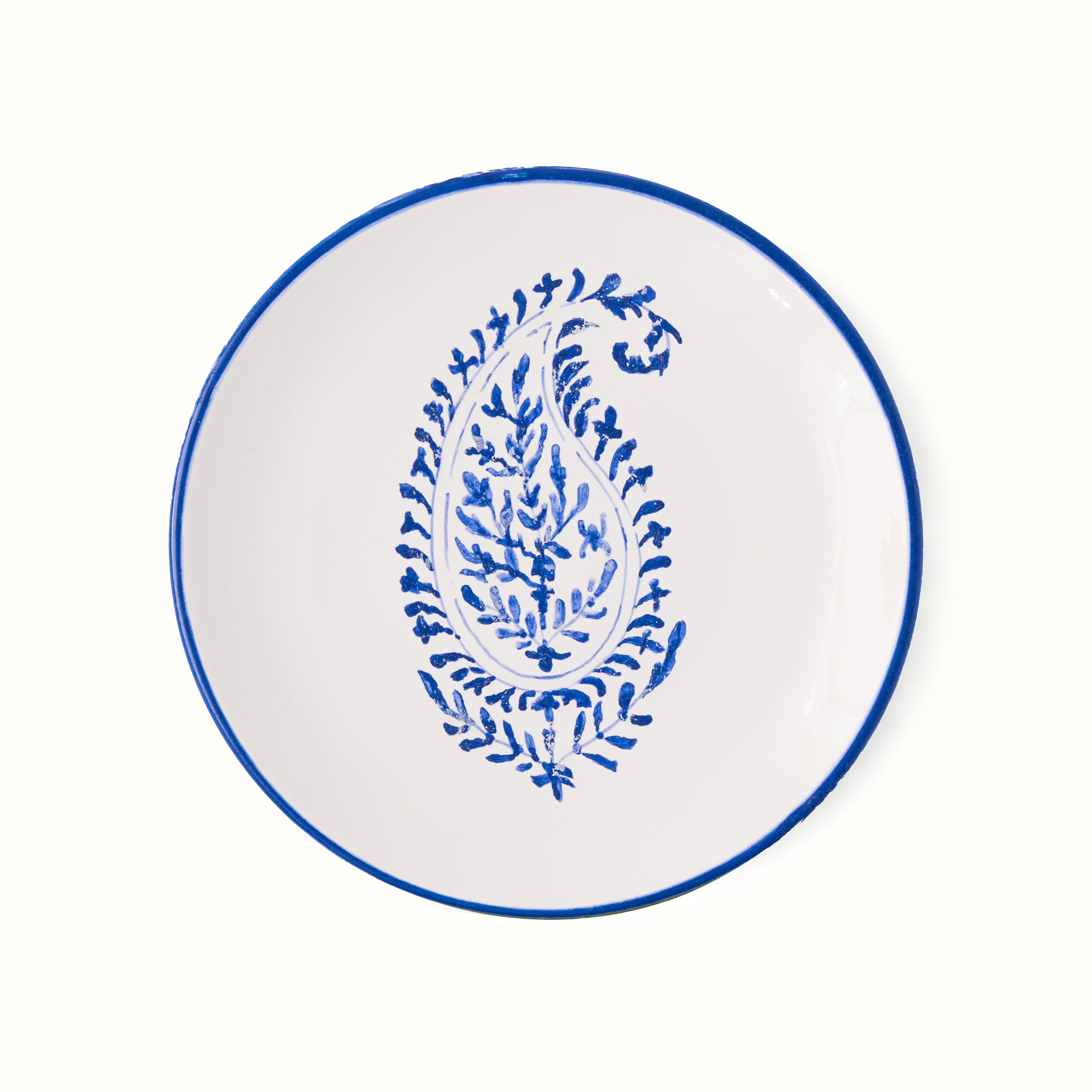 Peter Dunham + Hudson Grace Blue Kashmir Painted Paisley Appetizer Plate