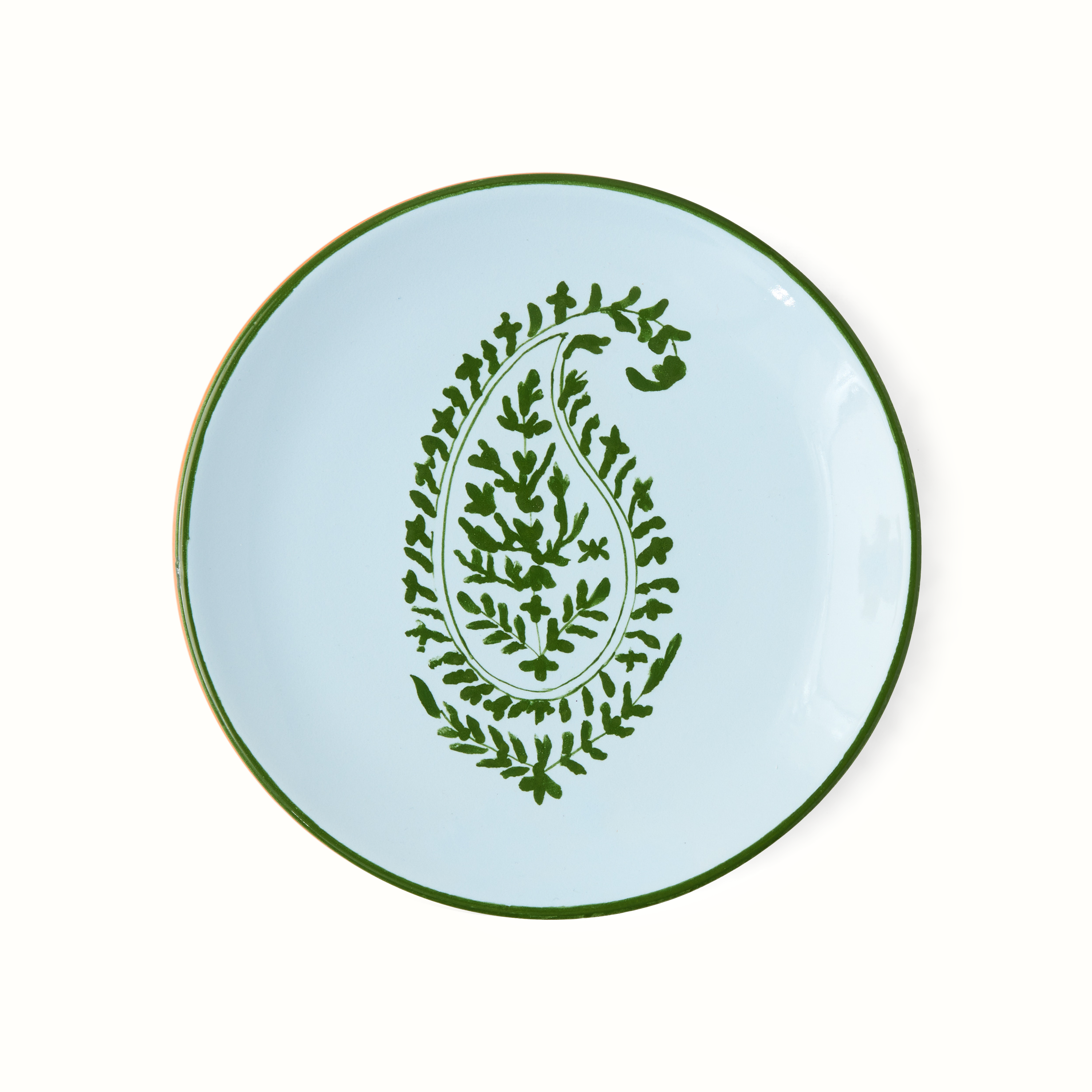 Peter Dunham + Hudson Grace Green Kashmir Painted Paisley Appetizer Plate