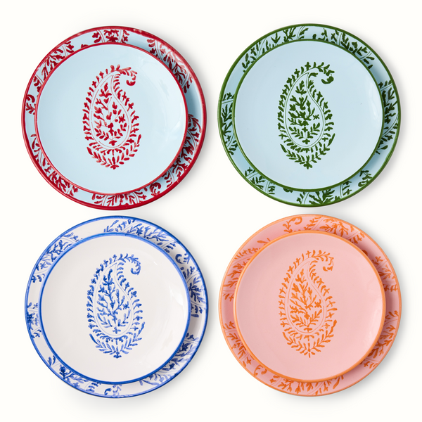 Peter Dunham + Hudson Grace Red Kashmir Painted Paisley Appetizer Plate