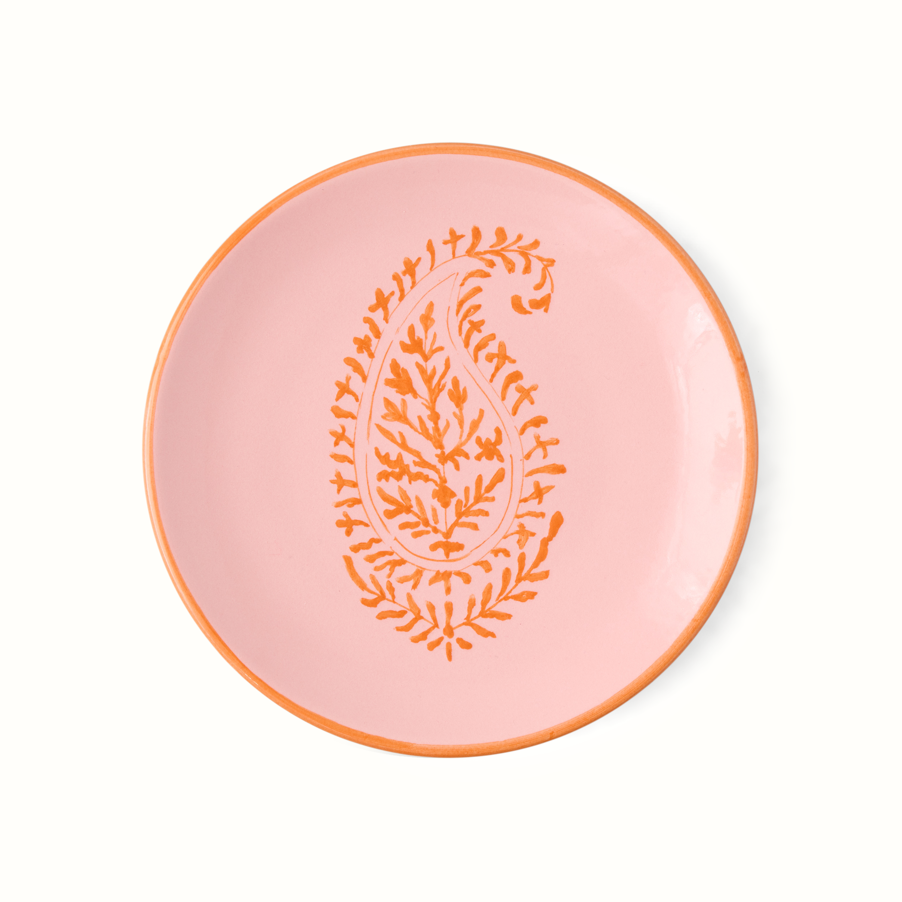 Peter Dunham + Hudson Grace Pink Kashmir Painted Paisley Appetizer Plate