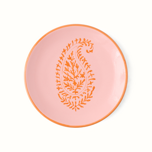 Peter Dunham + Hudson Grace Pink Kashmir Painted Paisley Appetizer Plate