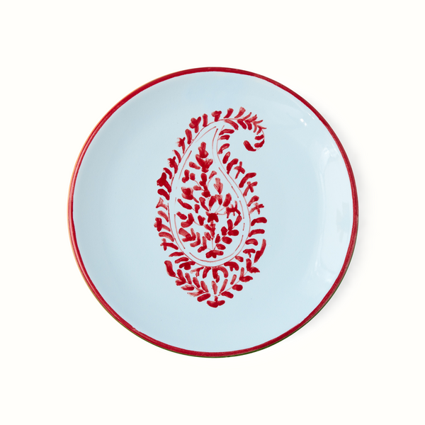 Peter Dunham + Hudson Grace Red Kashmir Painted Paisley Appetizer Plate