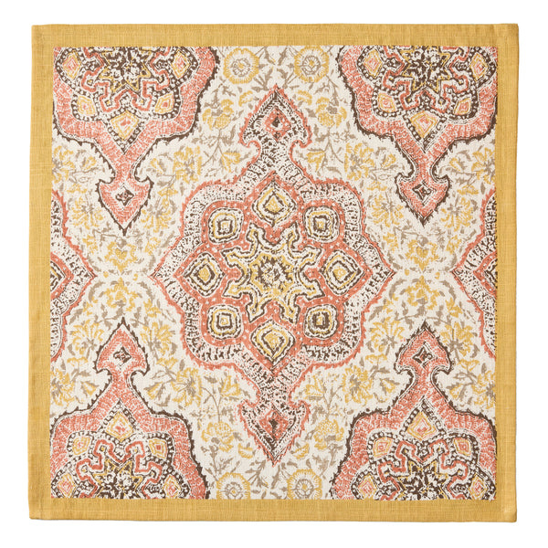 Peter Dunham + Hudson Grace Gold and Orange Deeg Printed Napkin