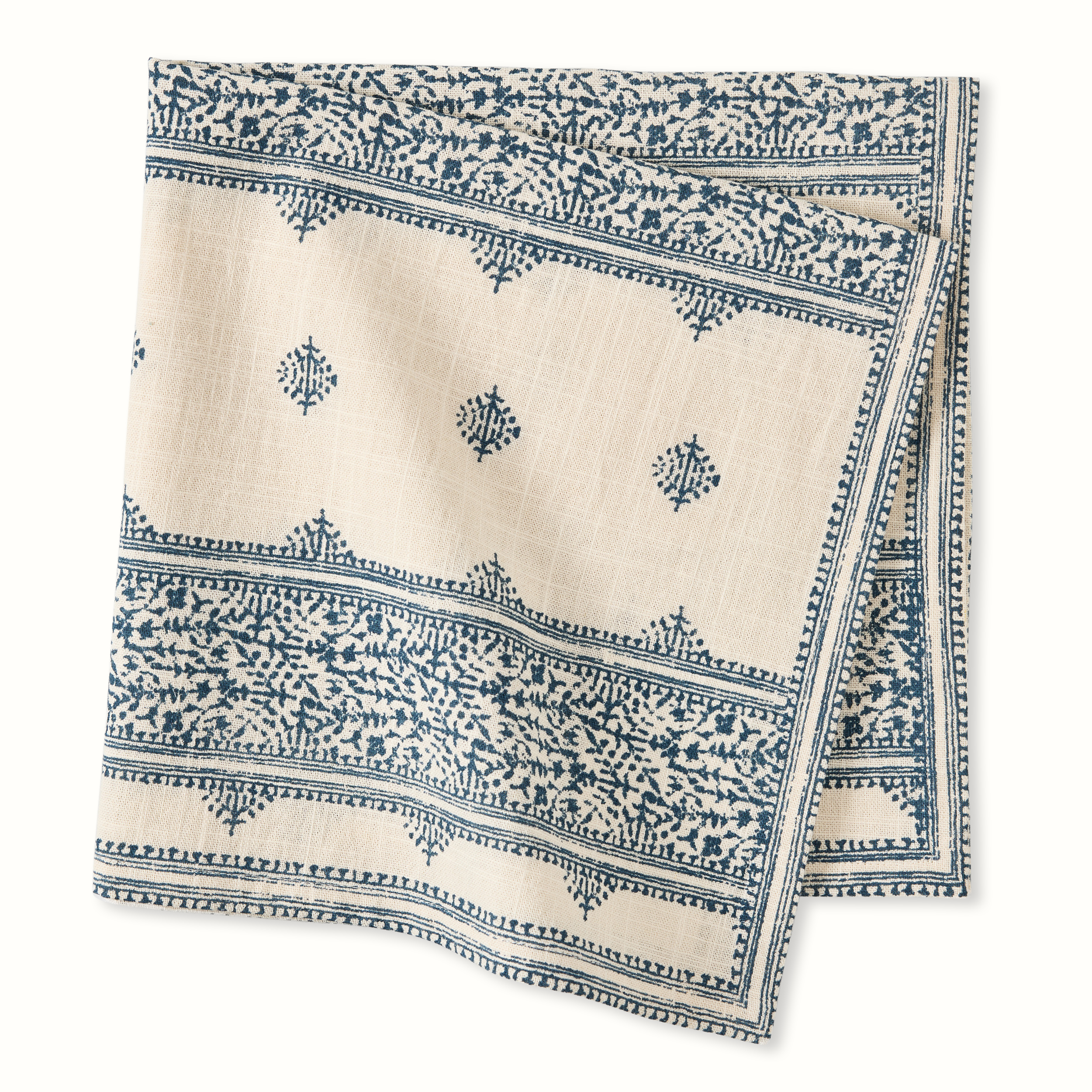 Peter Dunham + Hudson Grace Indigo Blue Fez Stripe Natural Printed Napkin