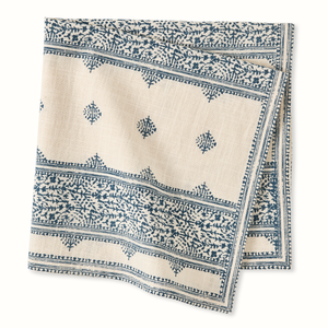 Peter Dunham + Hudson Grace Indigo Blue Fez Stripe Natural Printed Napkin