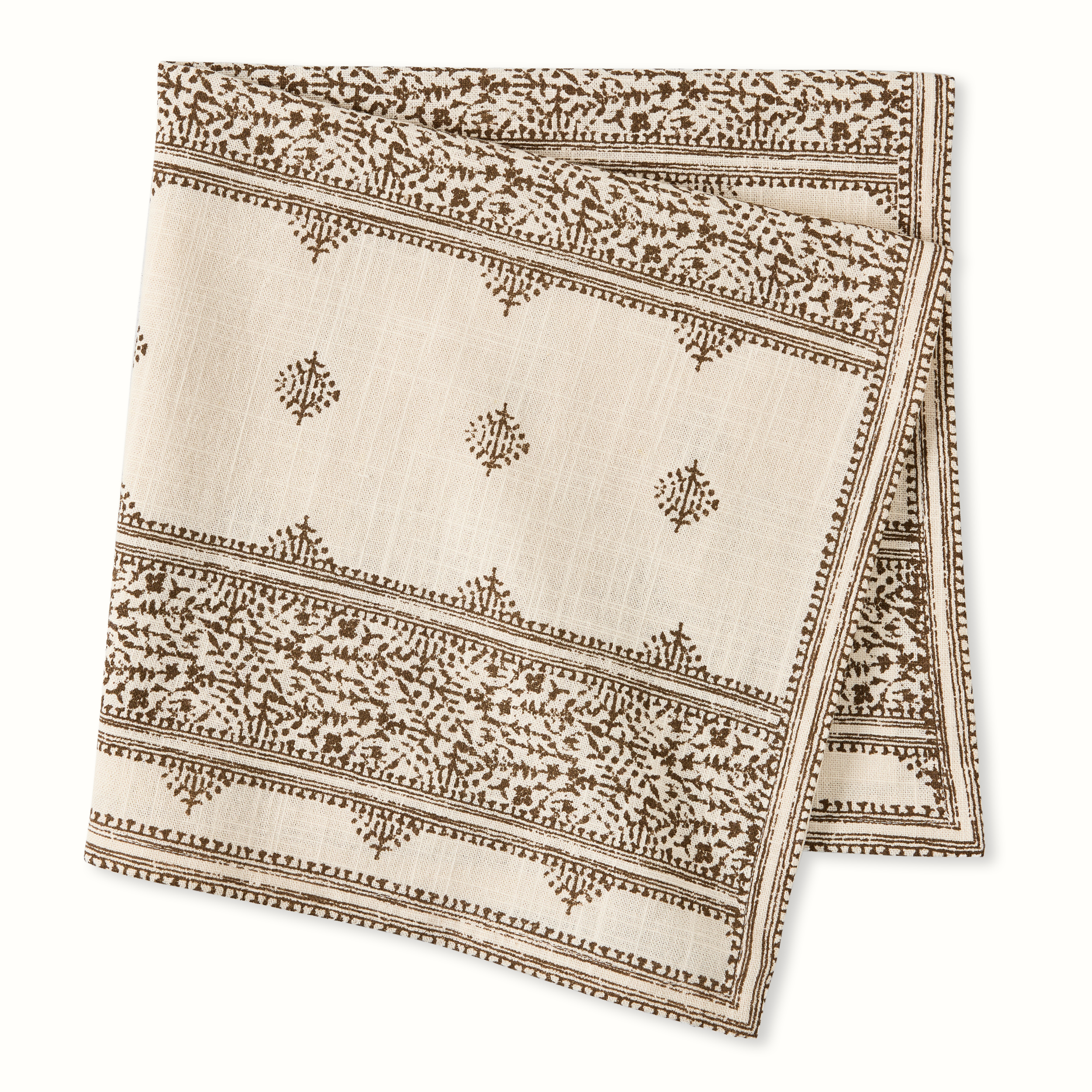 Peter Dunham + Hudson Grace Chocolate Brown Fez Stripe Natural Printed Napkin