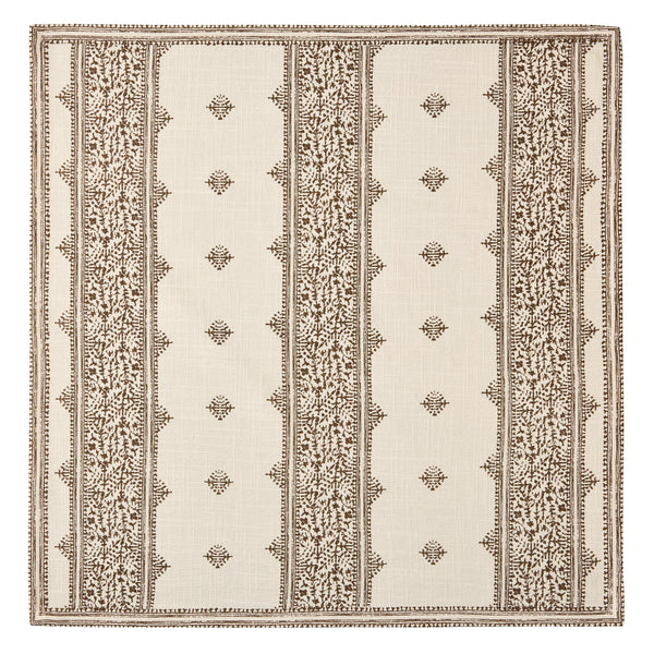 Peter Dunham + Hudson Grace Chocolate Brown Fez Stripe Natural Printed Napkin