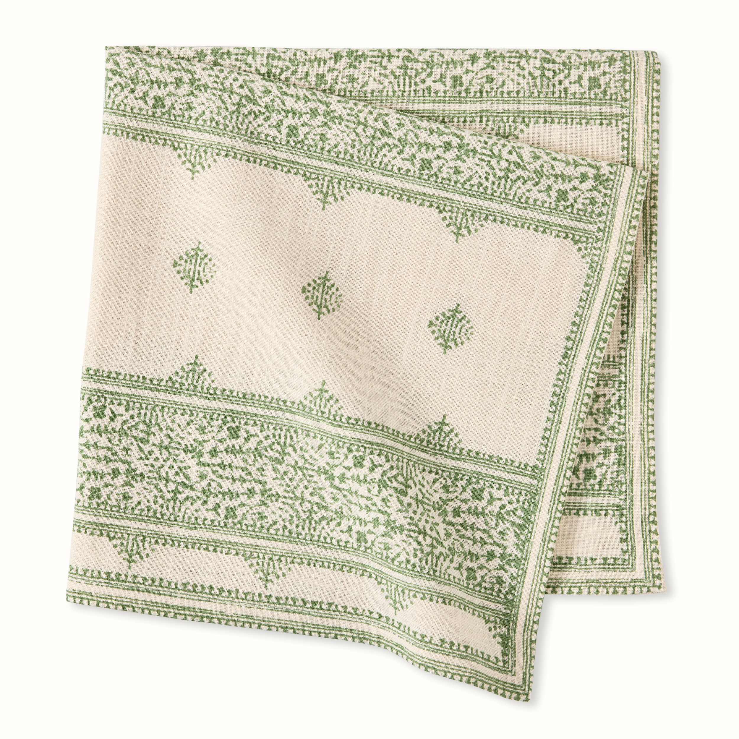 Peter Dunham + Hudson Grace Olive Green Fez Stripe Natural Printed Napkin