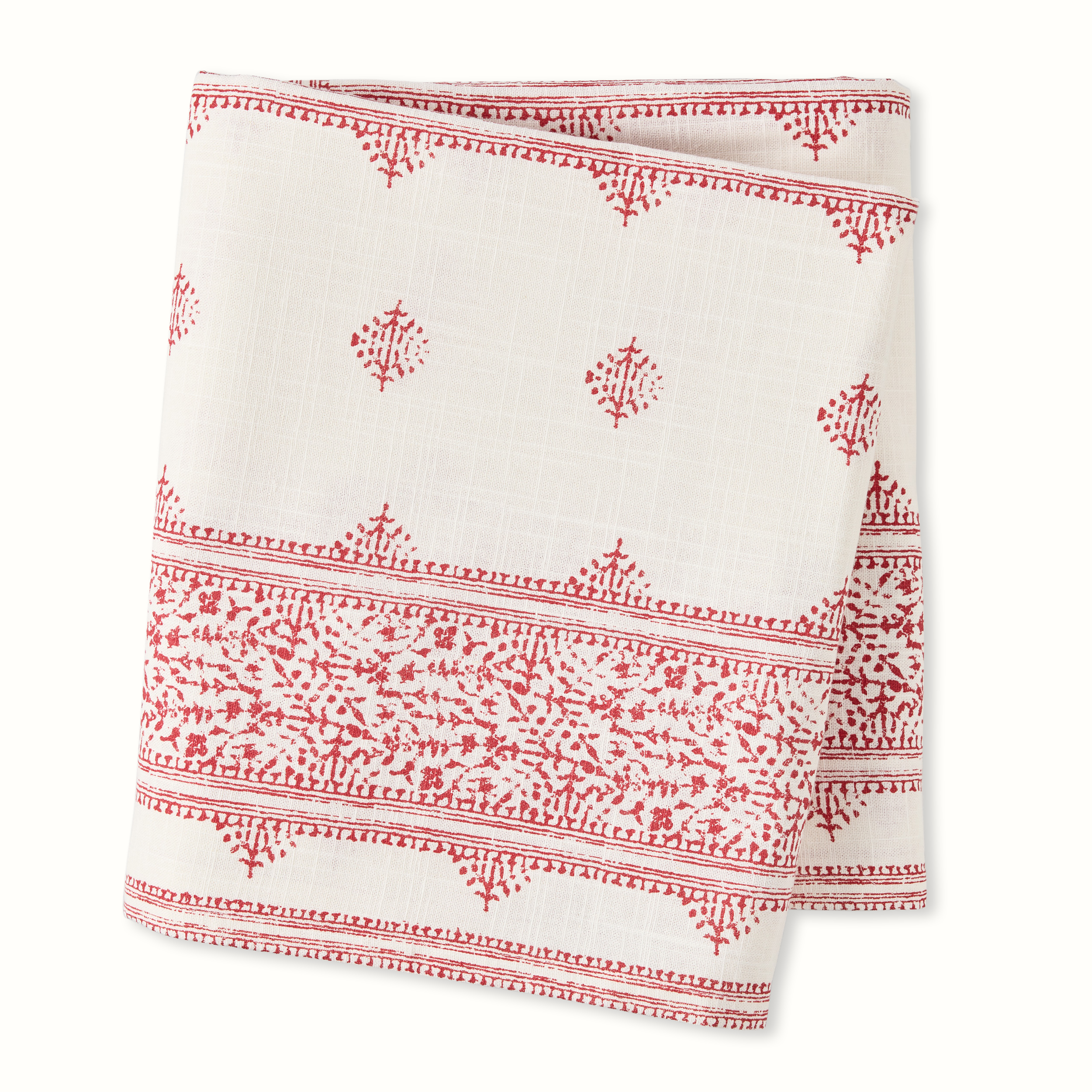 Peter Dunham + Hudson Grace Red Fez Stripe Printed Tablecloth