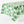 Leaf-printed tablecloth, green foliage on white ground, draped on table