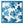 Printed napkin with blue fig-leaf pattern on white, flat square design