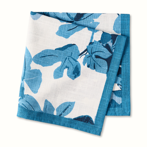 Pre-Order Peter Dunham + Hudson Grace Blue Fig Leaf Printed White Napkin