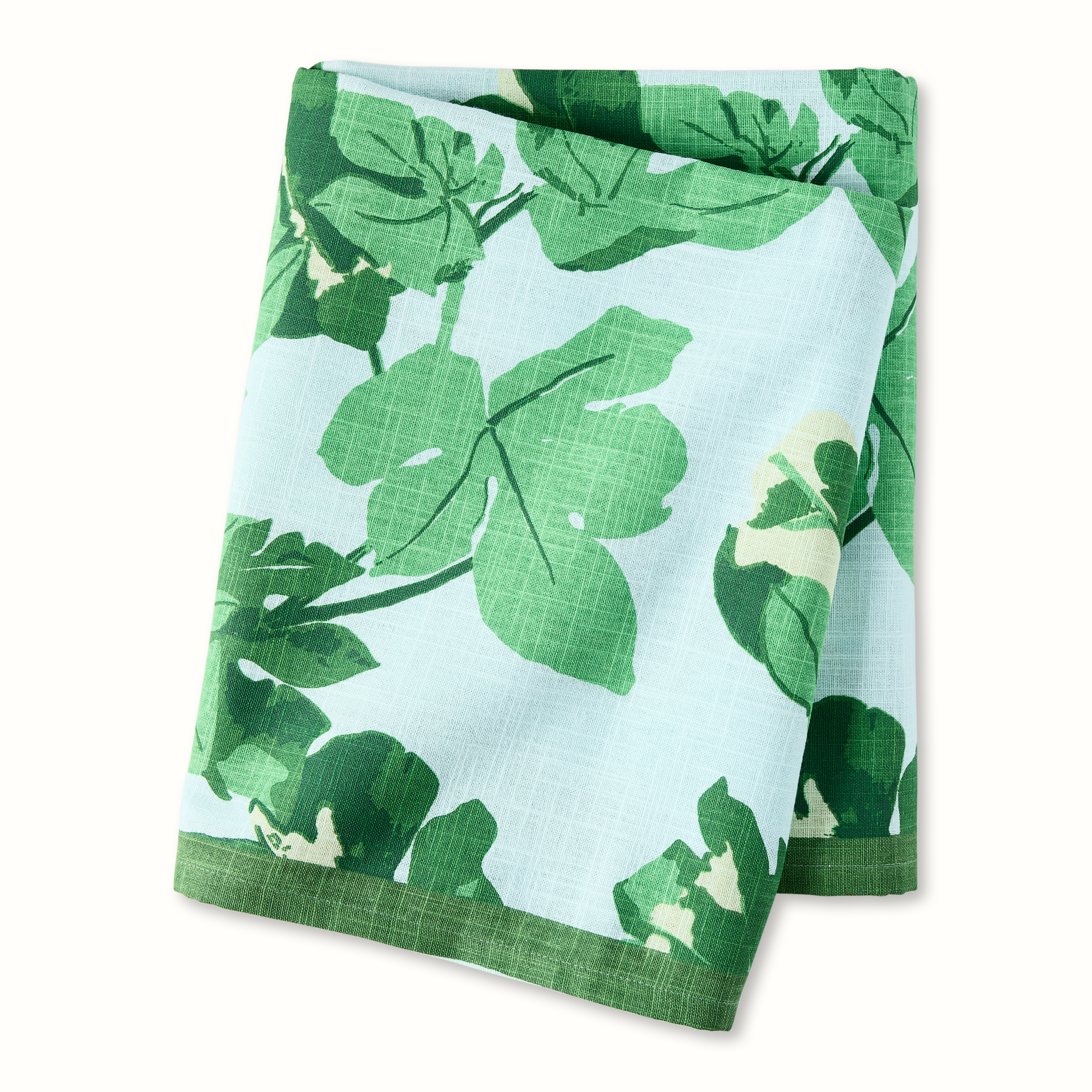 Peter Dunham + Hudson Grace Green Fig Leaf Pale Blue Printed Tablecloth