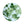 Hand-painted salad plate with green fig leaf pattern on light blue base