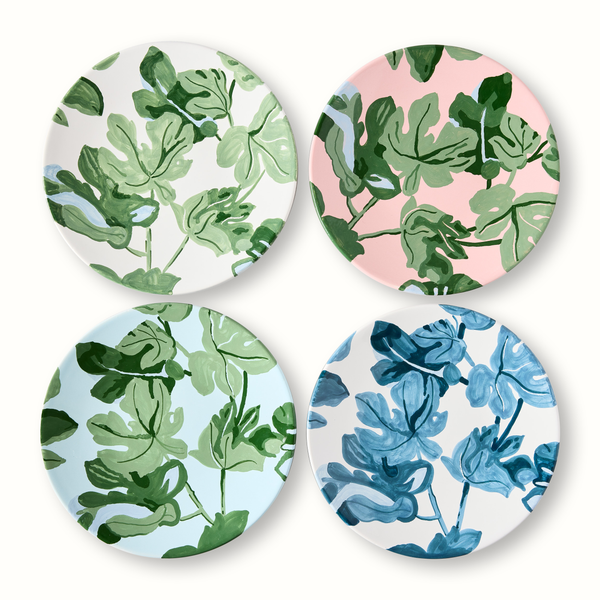 Peter Dunham + Hudson Grace Hand-Painted Green Fig Pink Salad Plate
