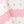 Pink printed motifs tablecloth corner with patterned border and stripes