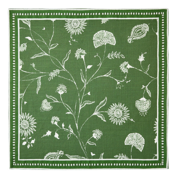 Peter Dunham + Hudson Grace Olive Green Indian Chintz Printed Napkin