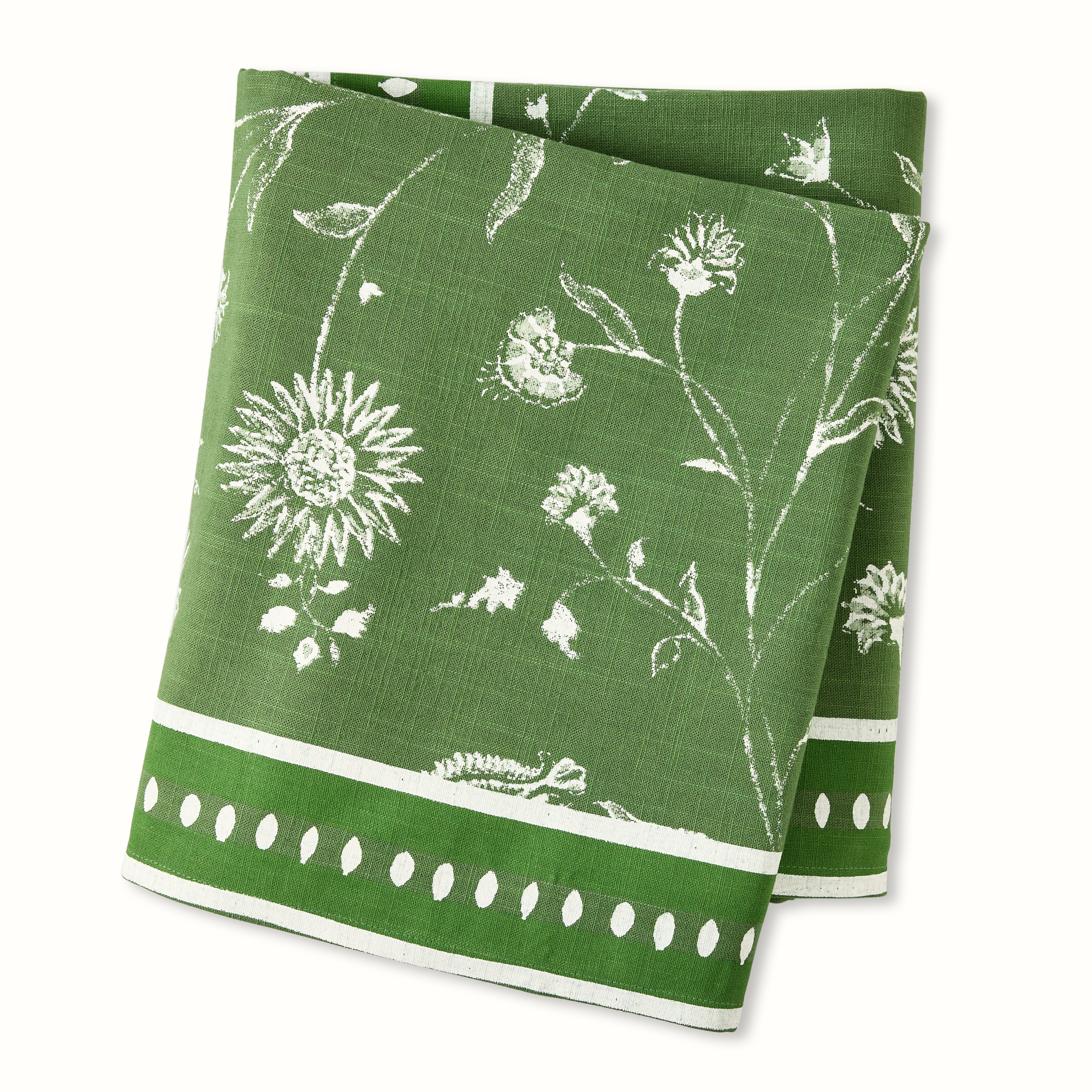 Peter Dunham + Hudson Grace Olive Green Indian Chintz Printed Tablecloth